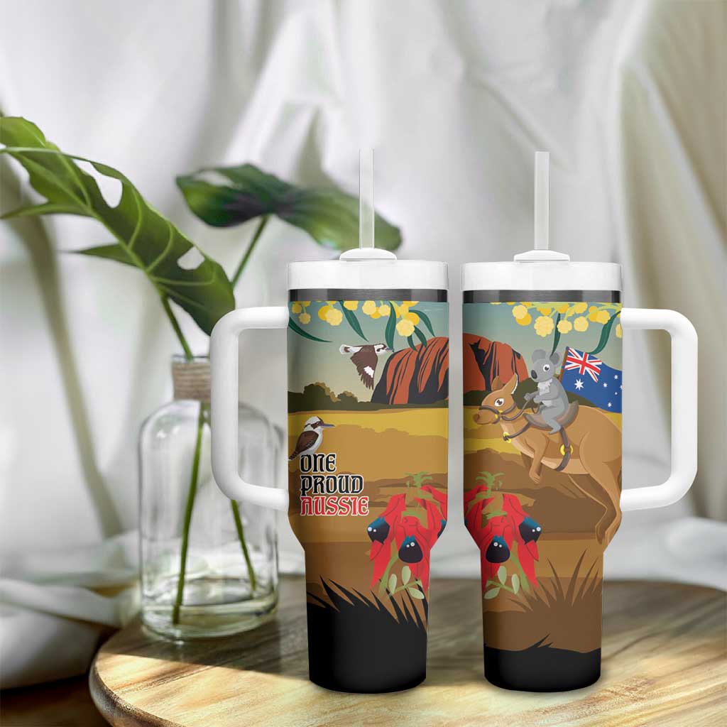 26 January One Proud Aussie Tumbler With Handle Kangaroo and Koala Happy Australia Day