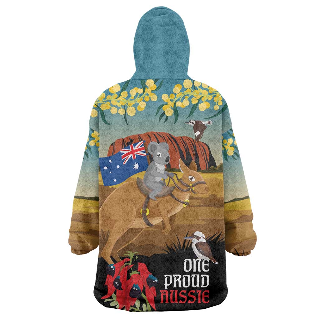 26 January One Proud Aussie Wearable Blanket Hoodie Kangaroo and Koala Happy Australia Day - Vibe Hoodie Shop