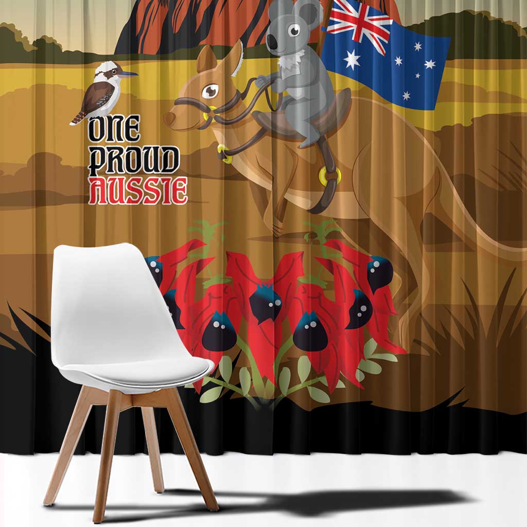 26 January One Proud Aussie Window Curtain Kangaroo and Koala Happy Australia Day