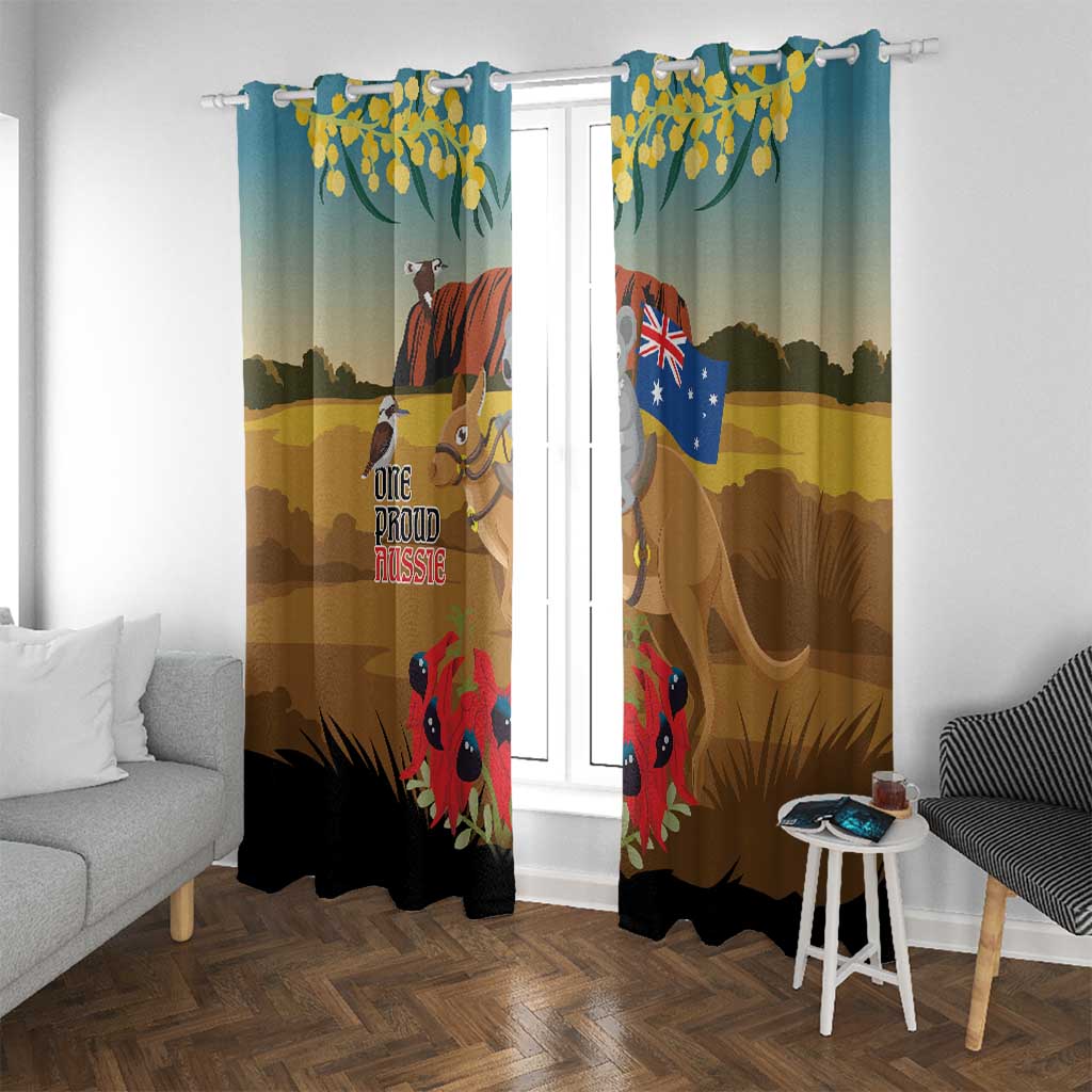 26 January One Proud Aussie Window Curtain Kangaroo and Koala Happy Australia Day