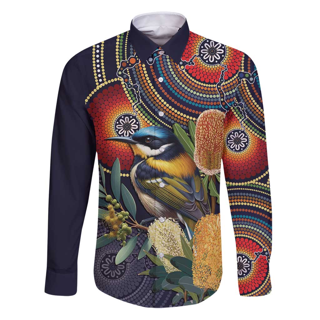 Aussie Honeyeaters Banksia Flowers Family Matching Puletasi and Hawaiian Shirt Aboriginal Dots Painting