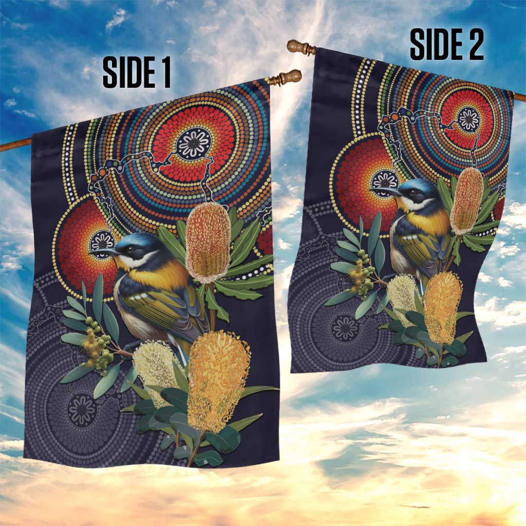 Aussie Honeyeaters Banksia Flowers Garden Flag Aboriginal Dots Painting - Vibe Hoodie Shop