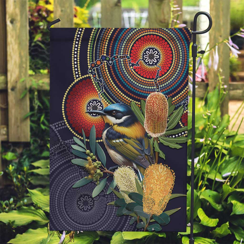 Aussie Honeyeaters Banksia Flowers Garden Flag Aboriginal Dots Painting - Vibe Hoodie Shop