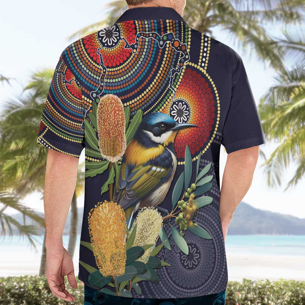 Aussie Honeyeaters Banksia Flowers Hawaiian Shirt Aboriginal Dots Painting - Vibe Hoodie Shop