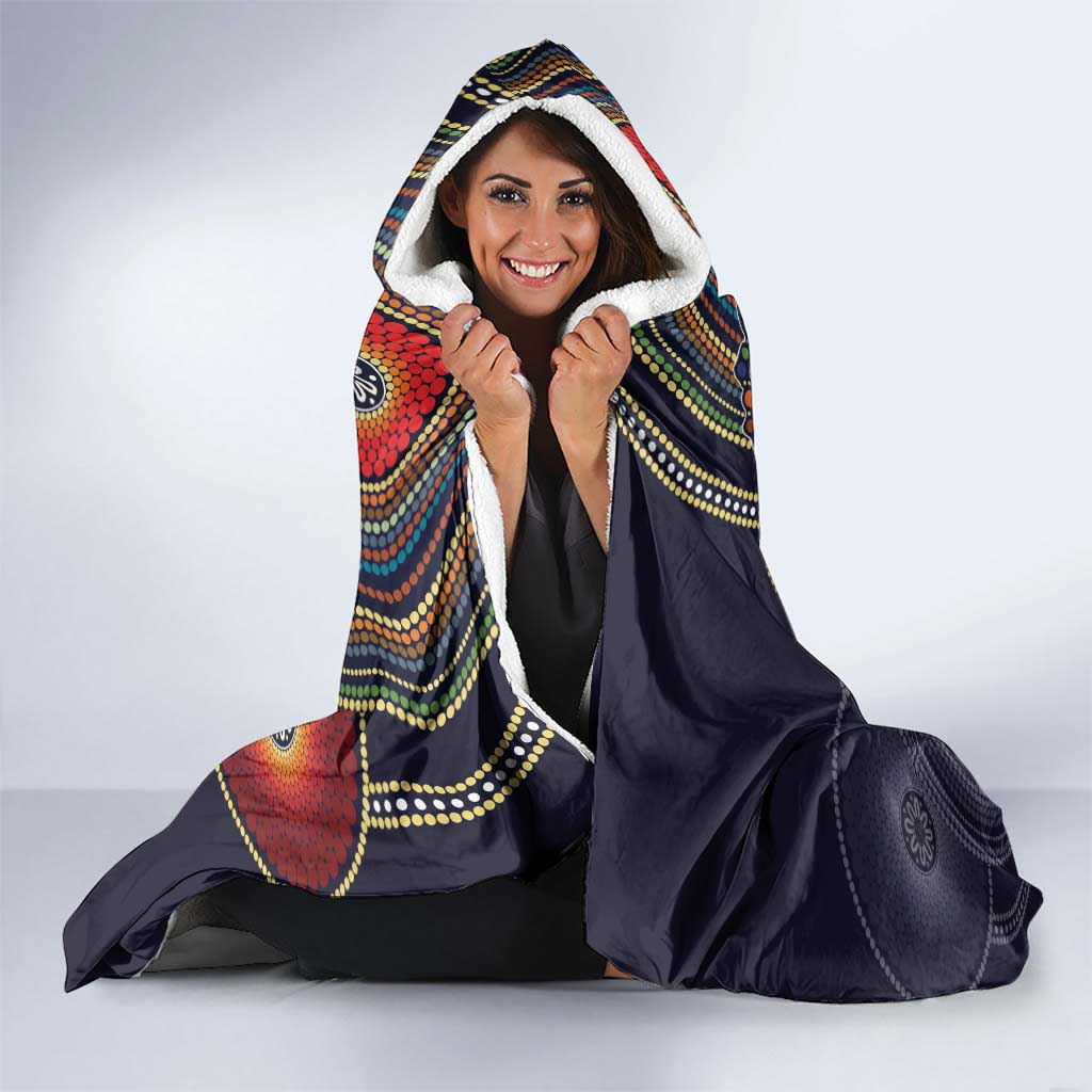 Aussie Honeyeaters Banksia Flowers Hooded Blanket Aboriginal Dots Painting