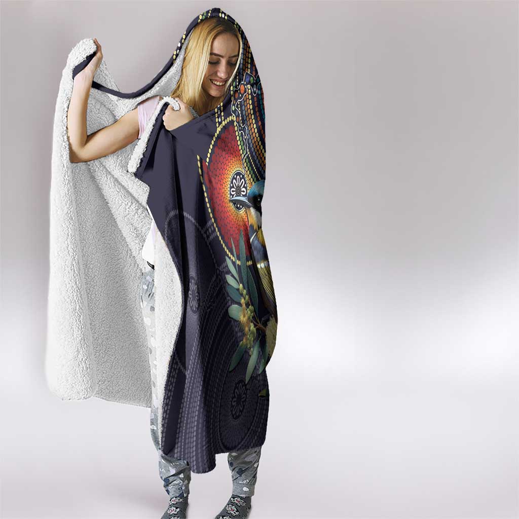 Aussie Honeyeaters Banksia Flowers Hooded Blanket Aboriginal Dots Painting