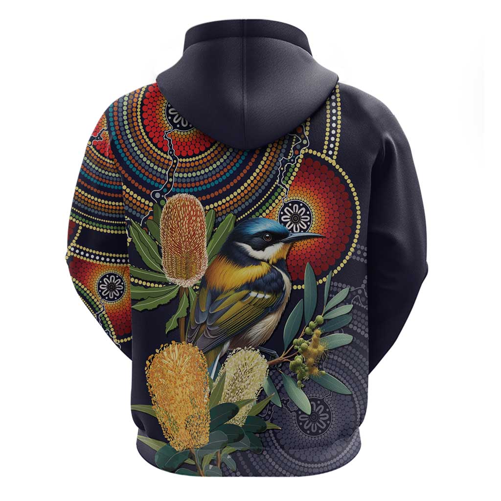 Aussie Honeyeaters Banksia Flowers Hoodie Aboriginal Dots Painting LT9 - Vibe Hoodie Shop