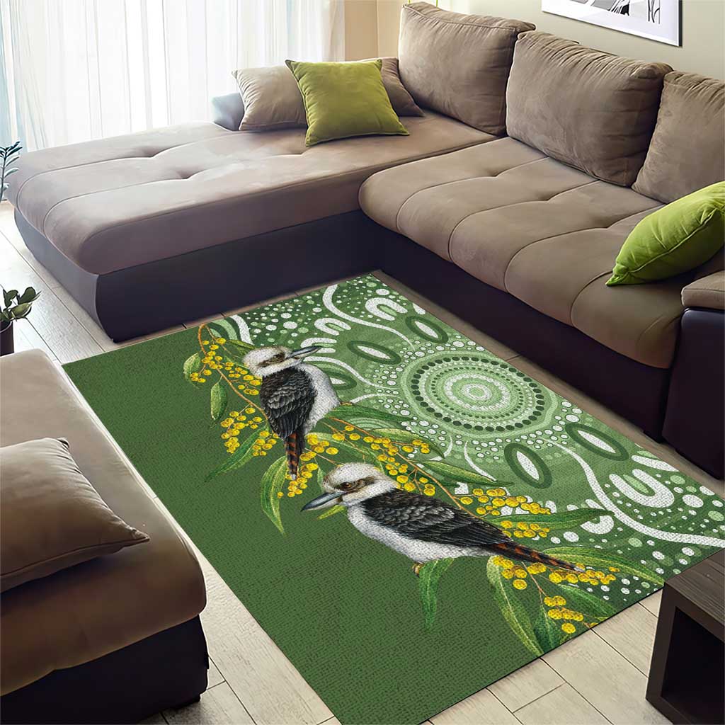 Aussie Kokaburra Golden Wattle Area Rug Aboriginal with National Color - Vibe Hoodie Shop