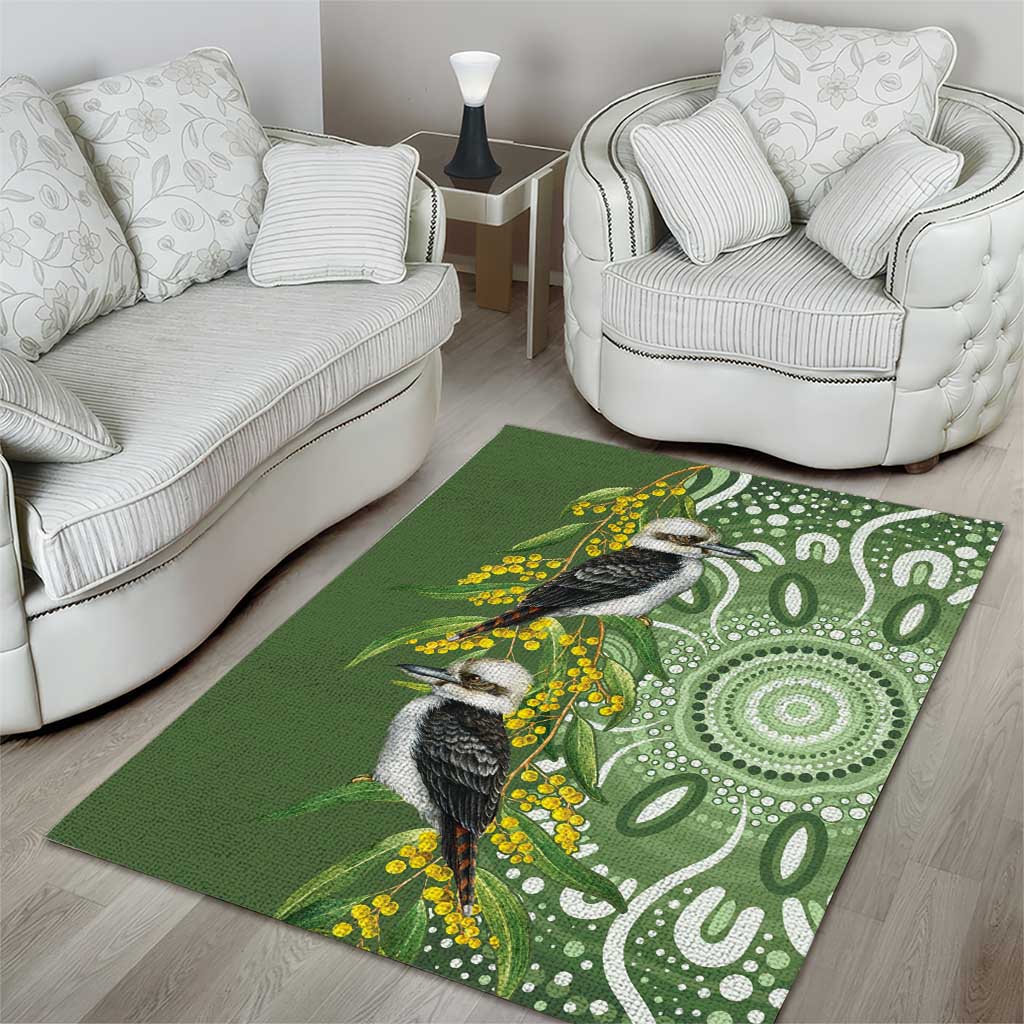 Aussie Kokaburra Golden Wattle Area Rug Aboriginal with National Color - Vibe Hoodie Shop