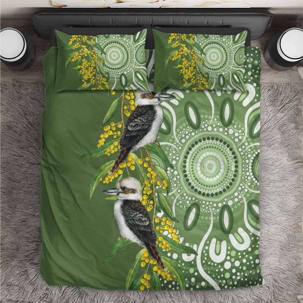 Aussie Kokaburra Golden Wattle Bedding Set Aboriginal with National Color - Vibe Hoodie Shop