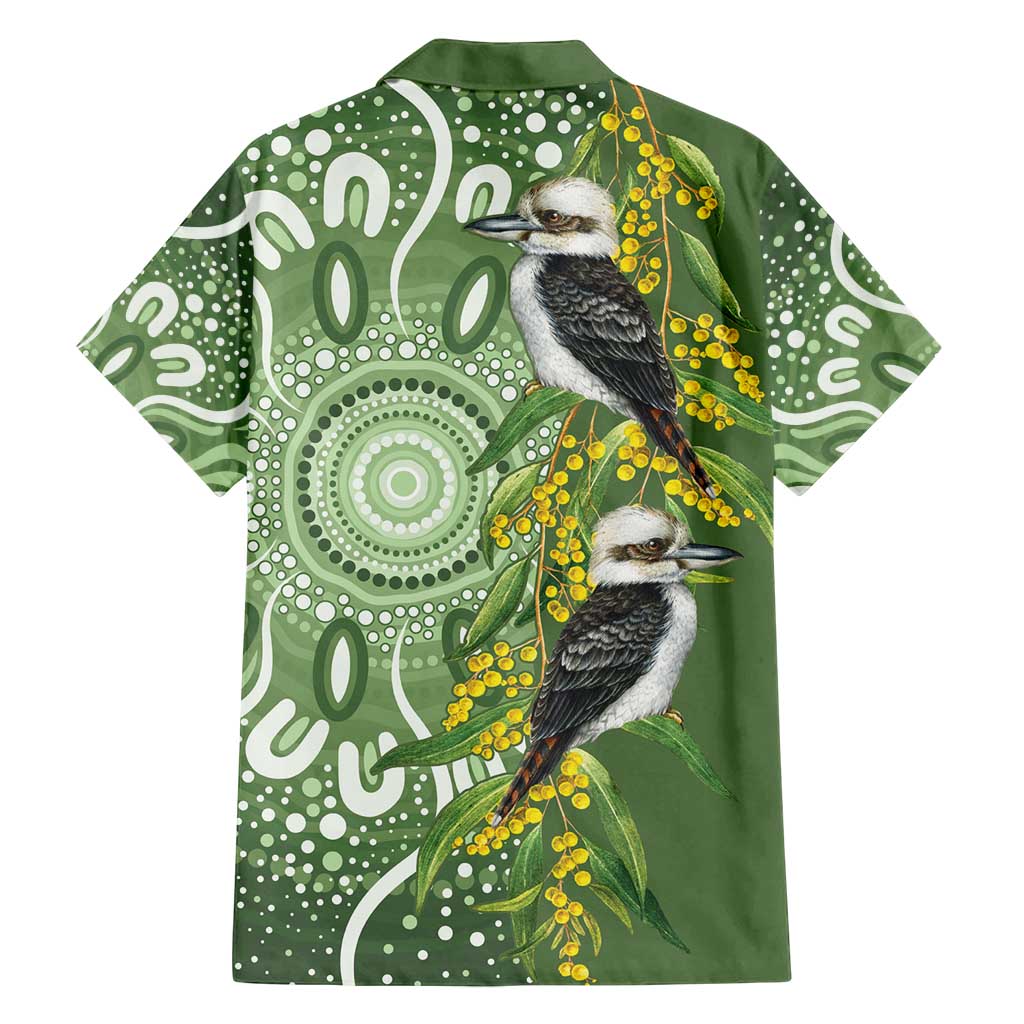 Aussie Kokaburra Golden Wattle Family Matching Long Sleeve Bodycon Dress and Hawaiian Shirt Aboriginal with National Color