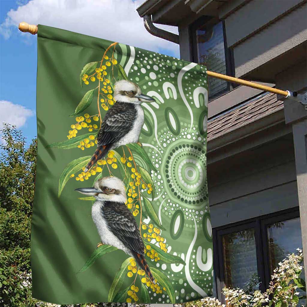 Aussie Kokaburra Golden Wattle Garden Flag Aboriginal with National Color - Vibe Hoodie Shop