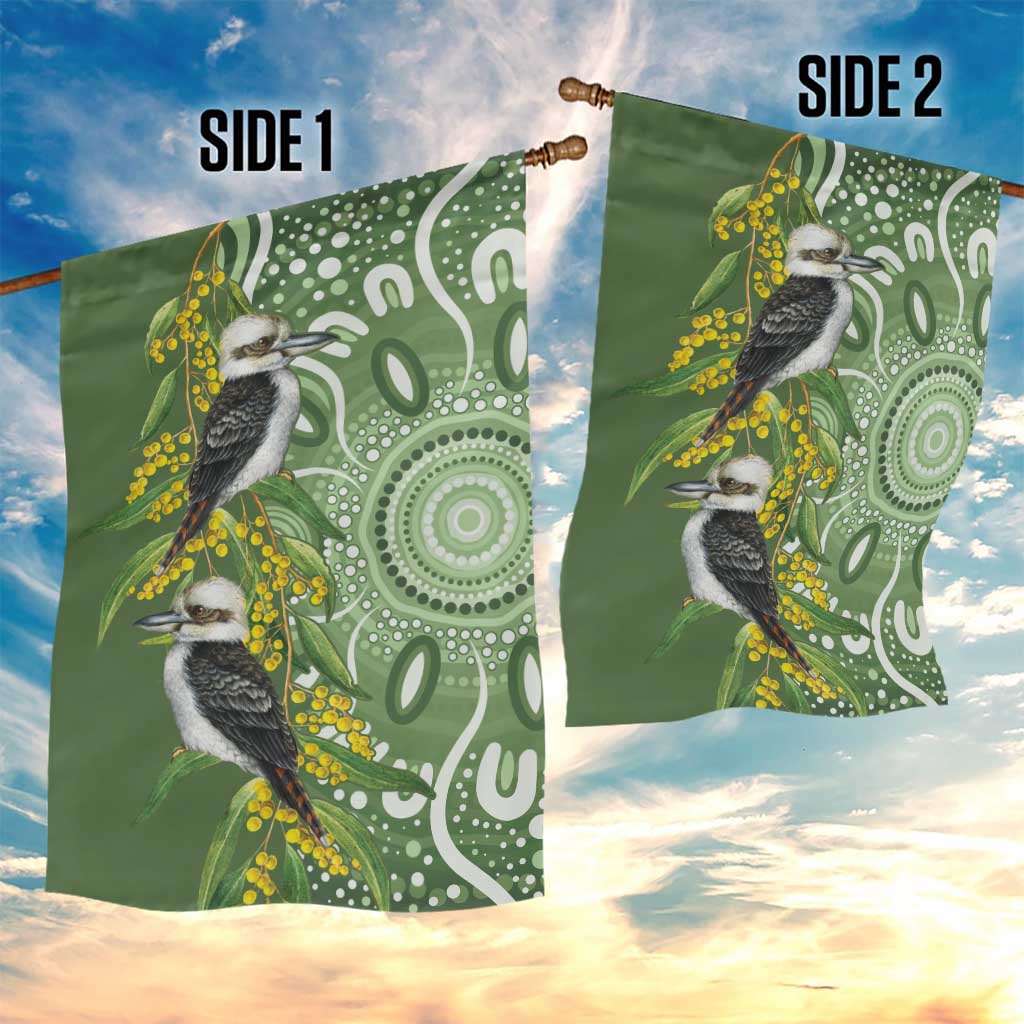 Aussie Kokaburra Golden Wattle Garden Flag Aboriginal with National Color - Vibe Hoodie Shop
