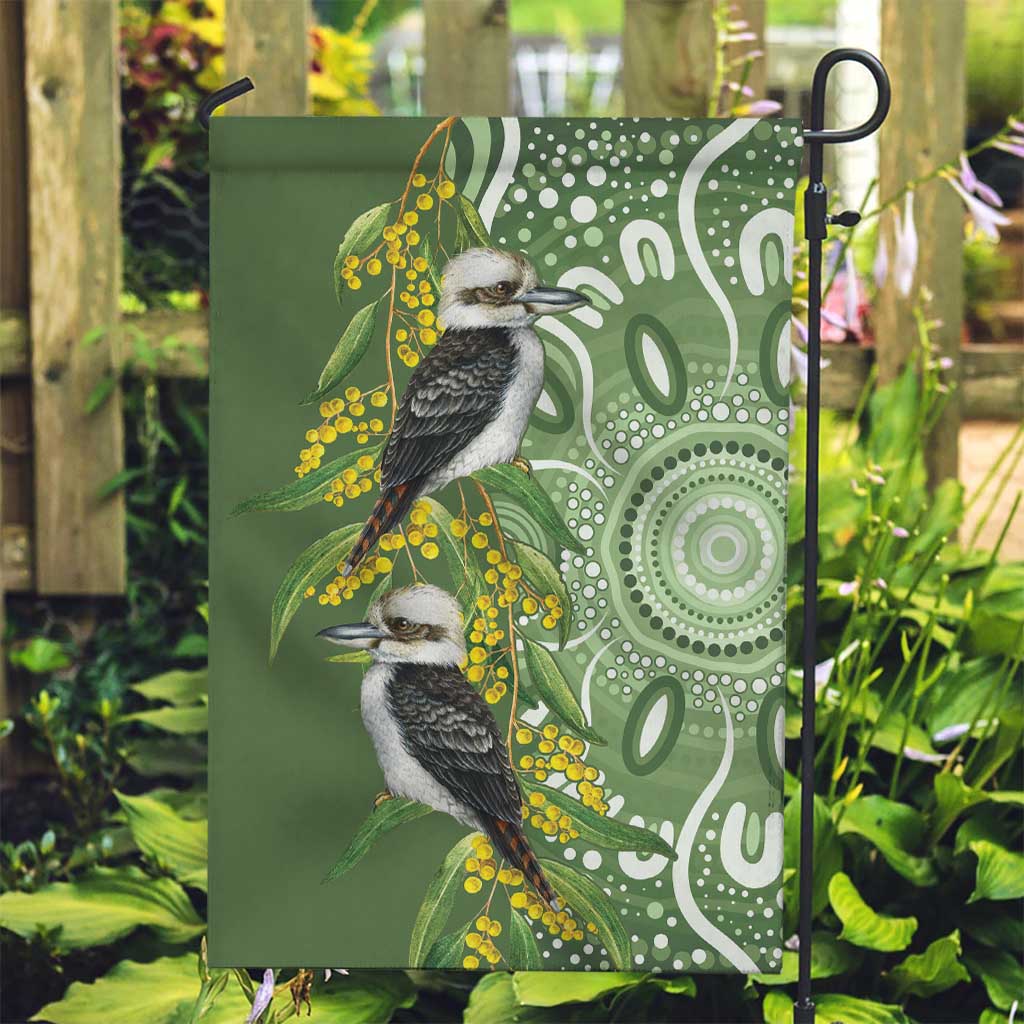 Aussie Kokaburra Golden Wattle Garden Flag Aboriginal with National Color - Vibe Hoodie Shop