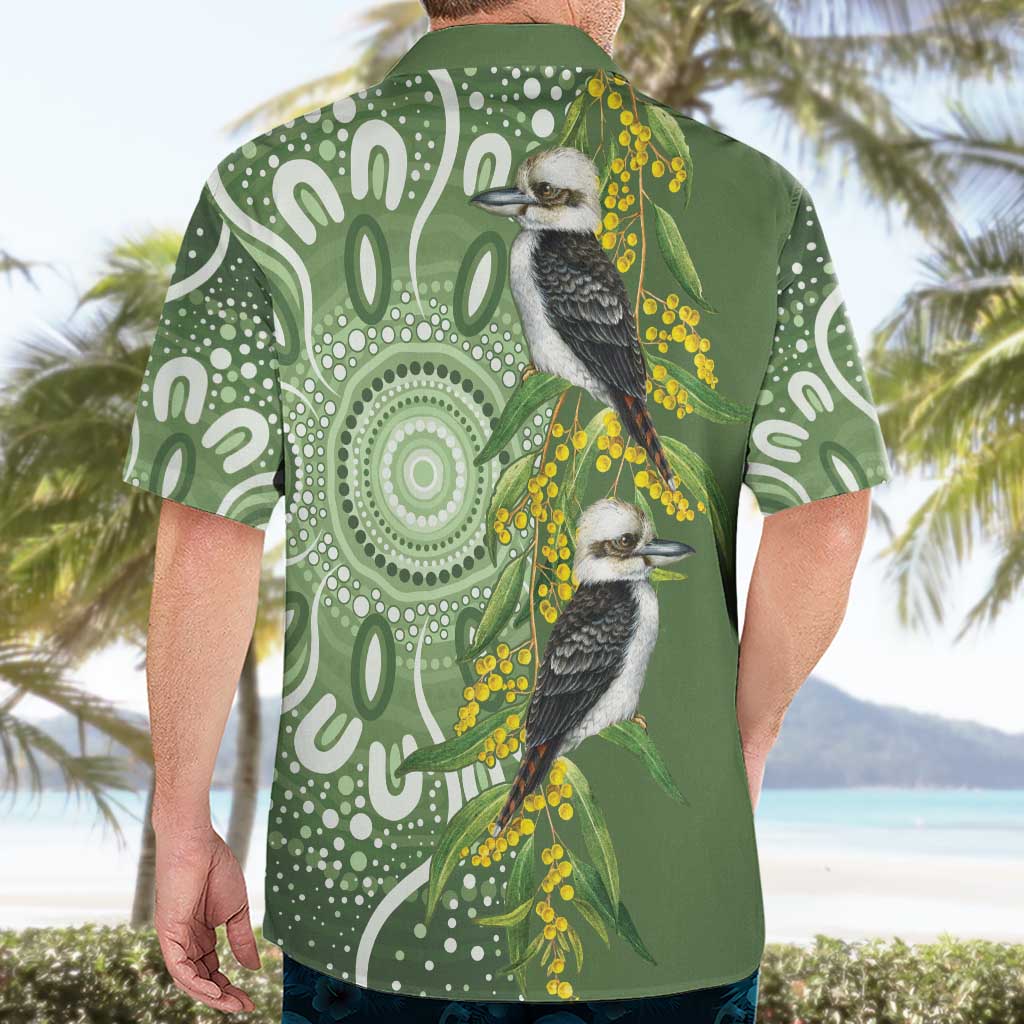 Aussie Kokaburra Golden Wattle Hawaiian Shirt Aboriginal with National Color - Vibe Hoodie Shop