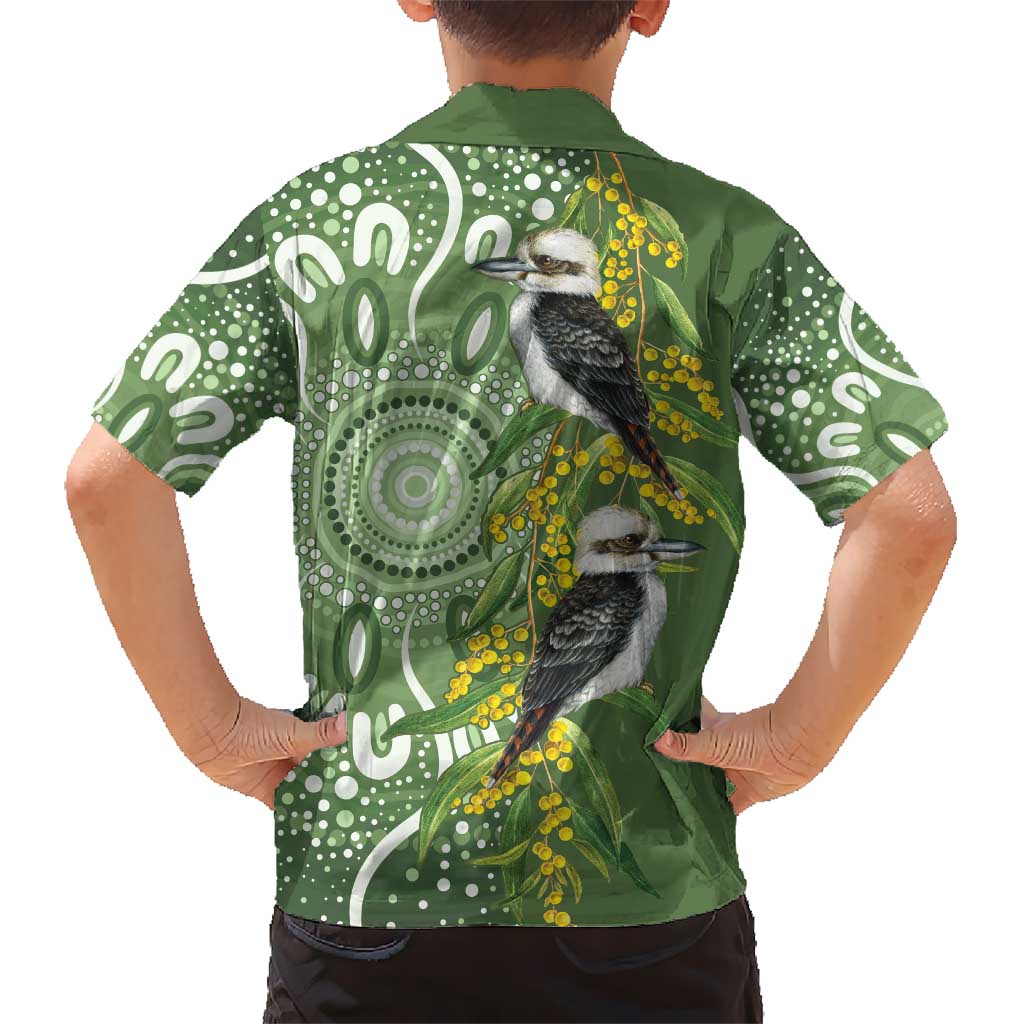 Aussie Kokaburra Golden Wattle Hawaiian Shirt Aboriginal with National Color - Vibe Hoodie Shop