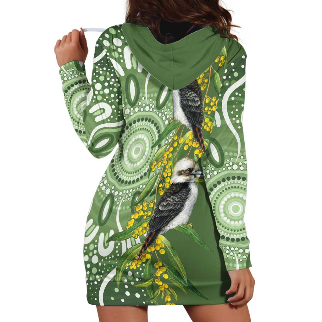 Aussie Kokaburra Golden Wattle Hoodie Dress Aboriginal with National Color - Vibe Hoodie Shop