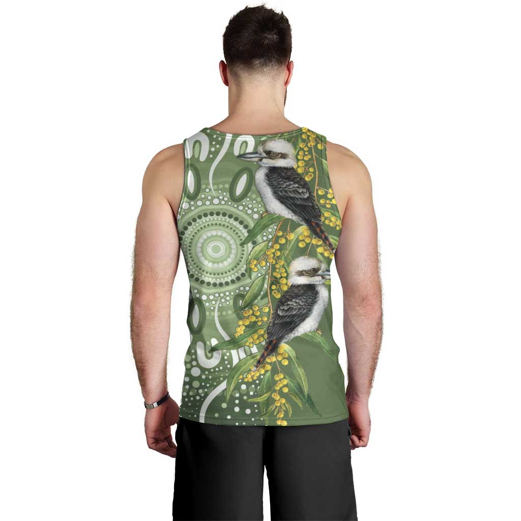 Aussie Kokaburra Golden Wattle Men Tank Top Aboriginal with National Color - Vibe Hoodie Shop