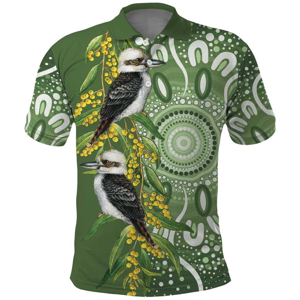 Aussie Kokaburra Golden Wattle Polo Shirt Aboriginal with National Color LT9 - Vibe Hoodie Shop