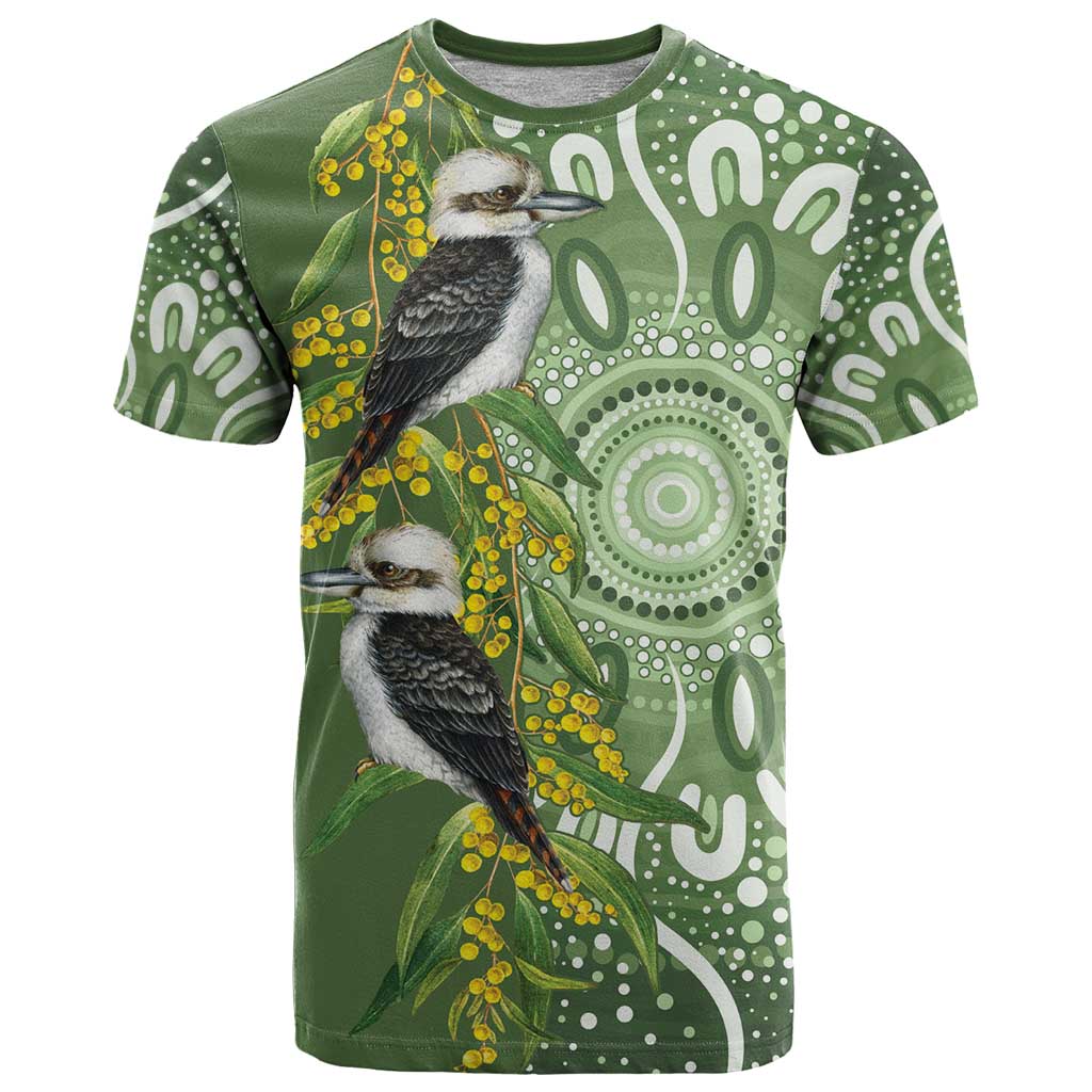 Aussie Kokaburra Golden Wattle T Shirt Aboriginal with National Color LT9 - Vibe Hoodie Shop