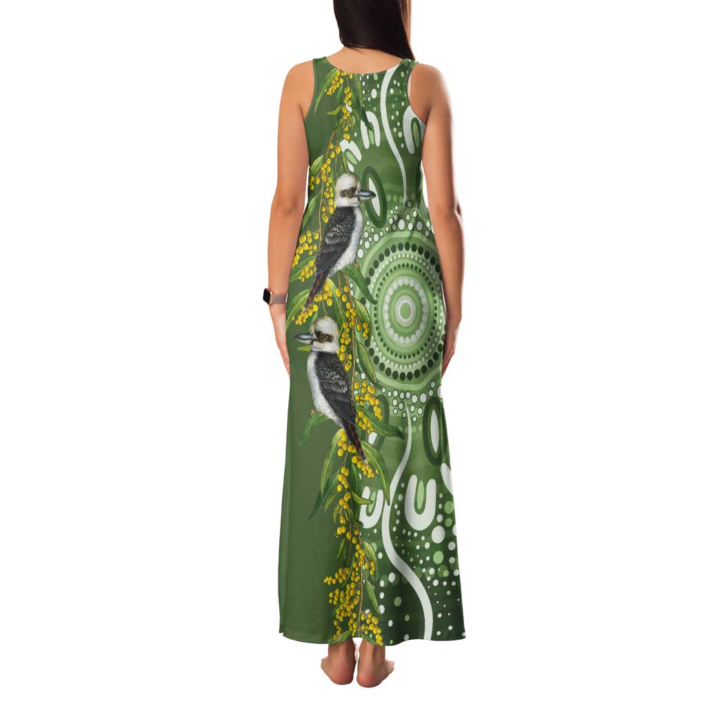 Aussie Kokaburra Golden Wattle Tank Maxi Dress Aboriginal with National Color