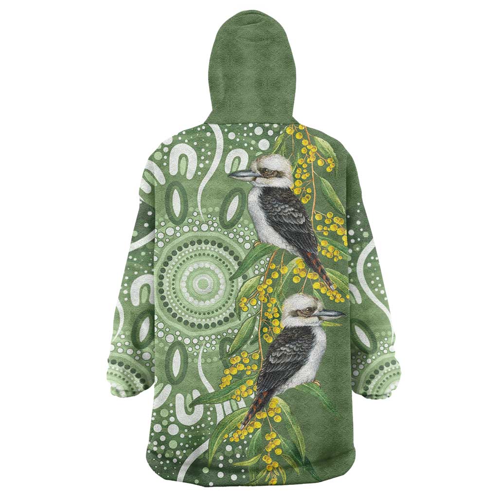 Aussie Kokaburra Golden Wattle Wearable Blanket Hoodie Aboriginal with National Color - Vibe Hoodie Shop