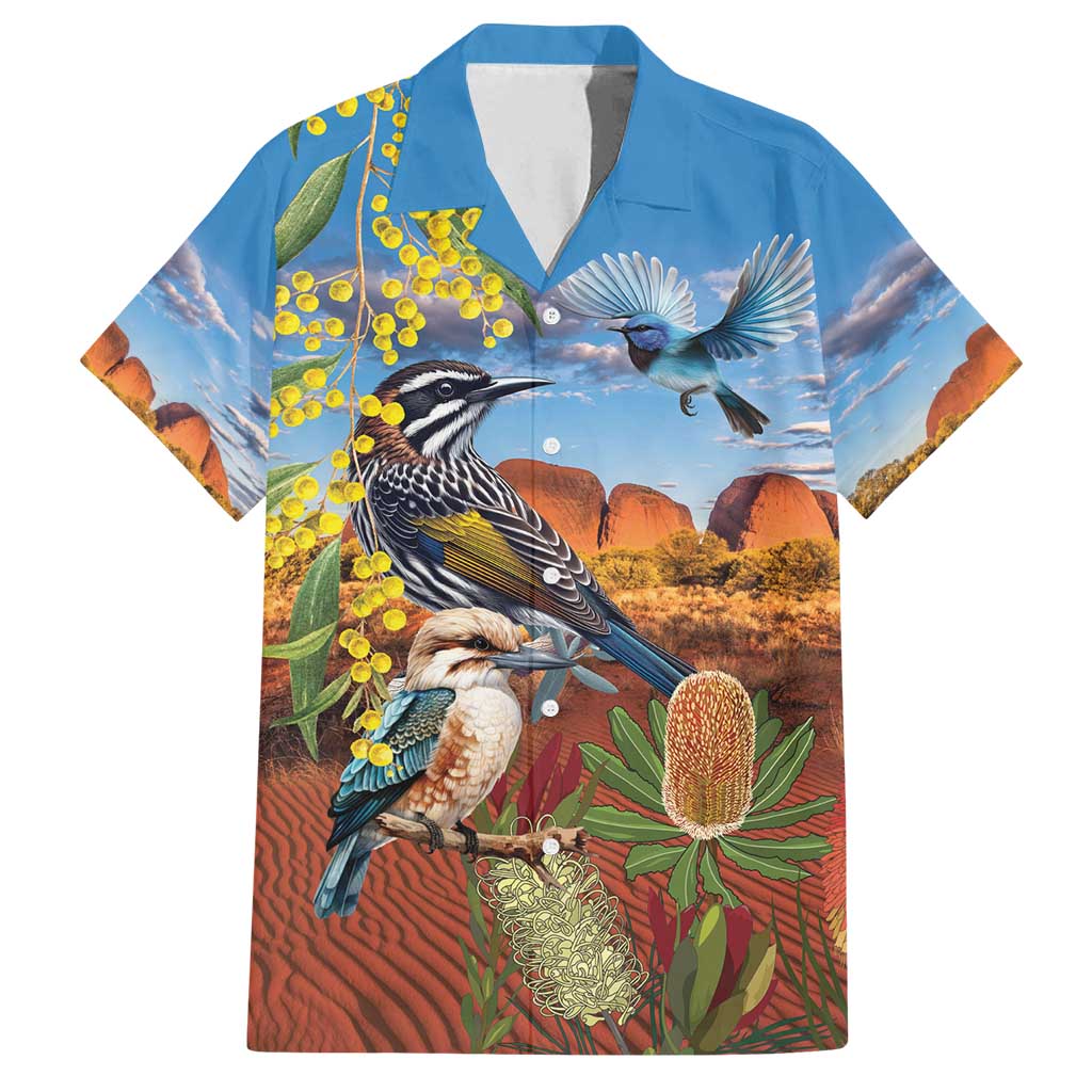 Australia Native Bird Uluru Ayers Rock Family Matching Long Sleeve Bodycon Dress and Hawaiian Shirt