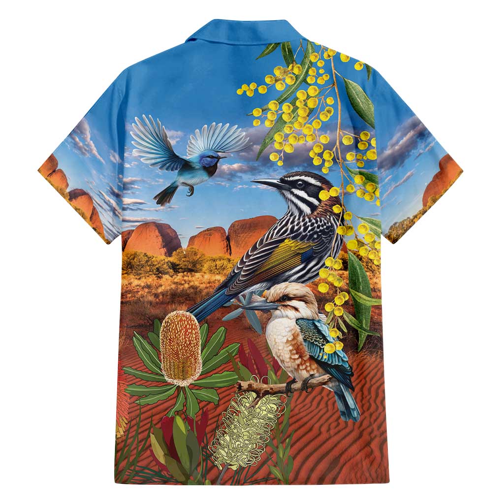 Australia Native Bird Uluru Ayers Rock Family Matching Long Sleeve Bodycon Dress and Hawaiian Shirt