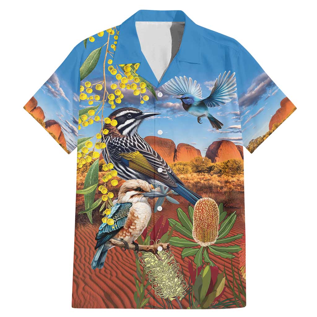 Australia Native Bird Uluru Ayers Rock Family Matching Mermaid Dress and Hawaiian Shirt