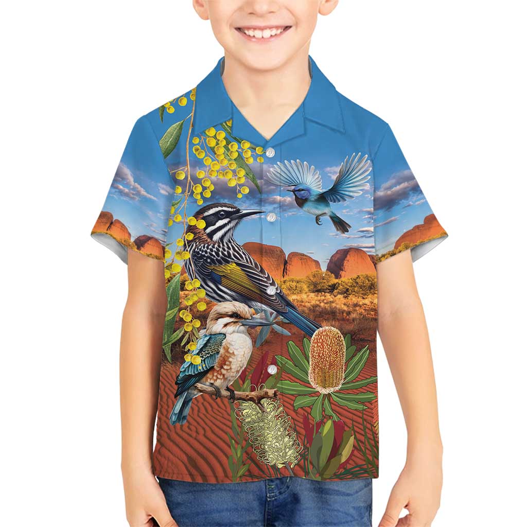 Australia Native Bird Uluru Ayers Rock Family Matching Puletasi and Hawaiian Shirt