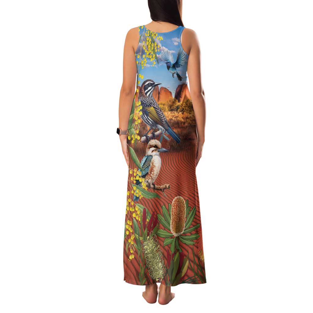 Australia Native Bird Uluru Ayers Rock Family Matching Tank Maxi Dress and Hawaiian Shirt