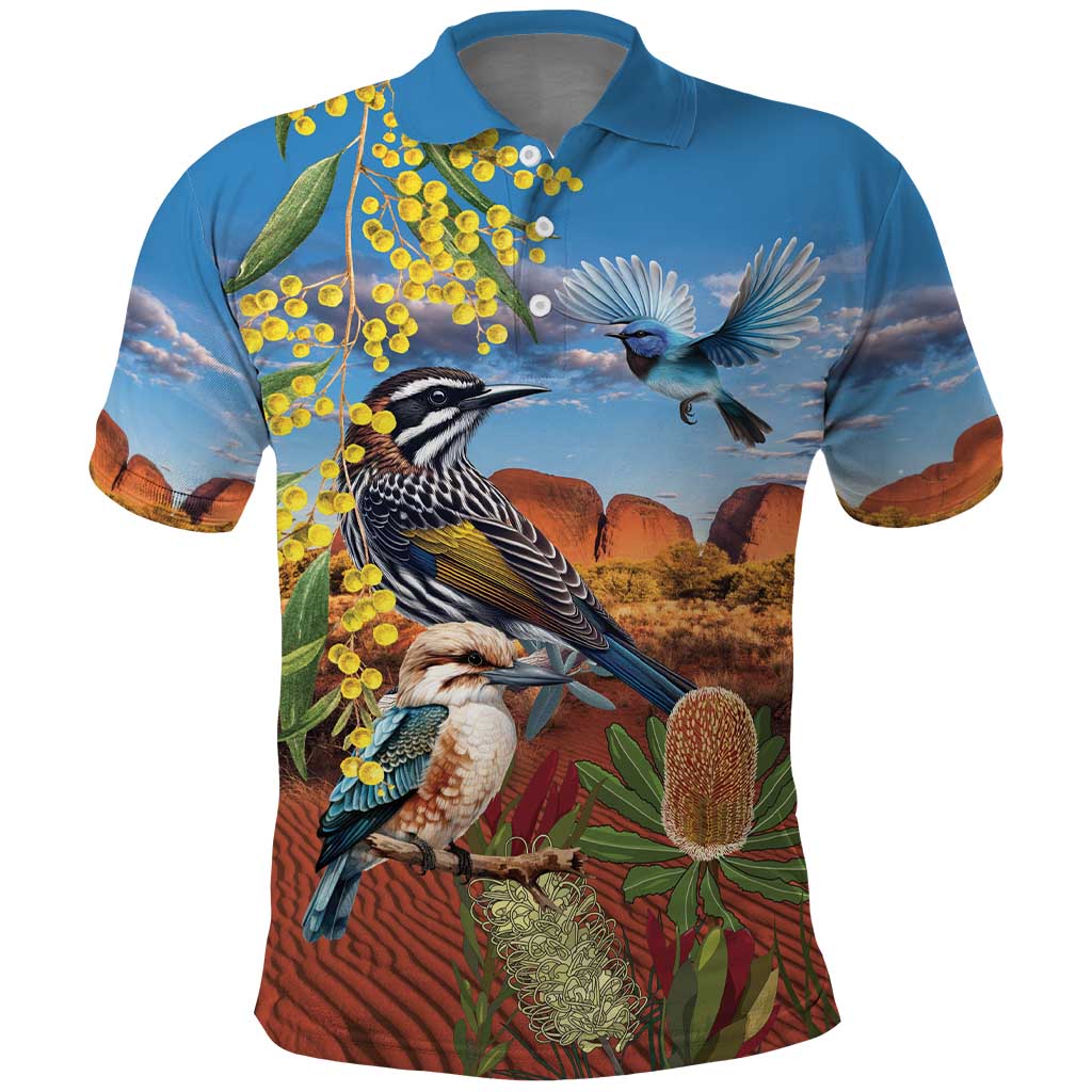 Australia Native Bird Uluru Ayers Rock Polo Shirt LT9 - Vibe Hoodie Shop