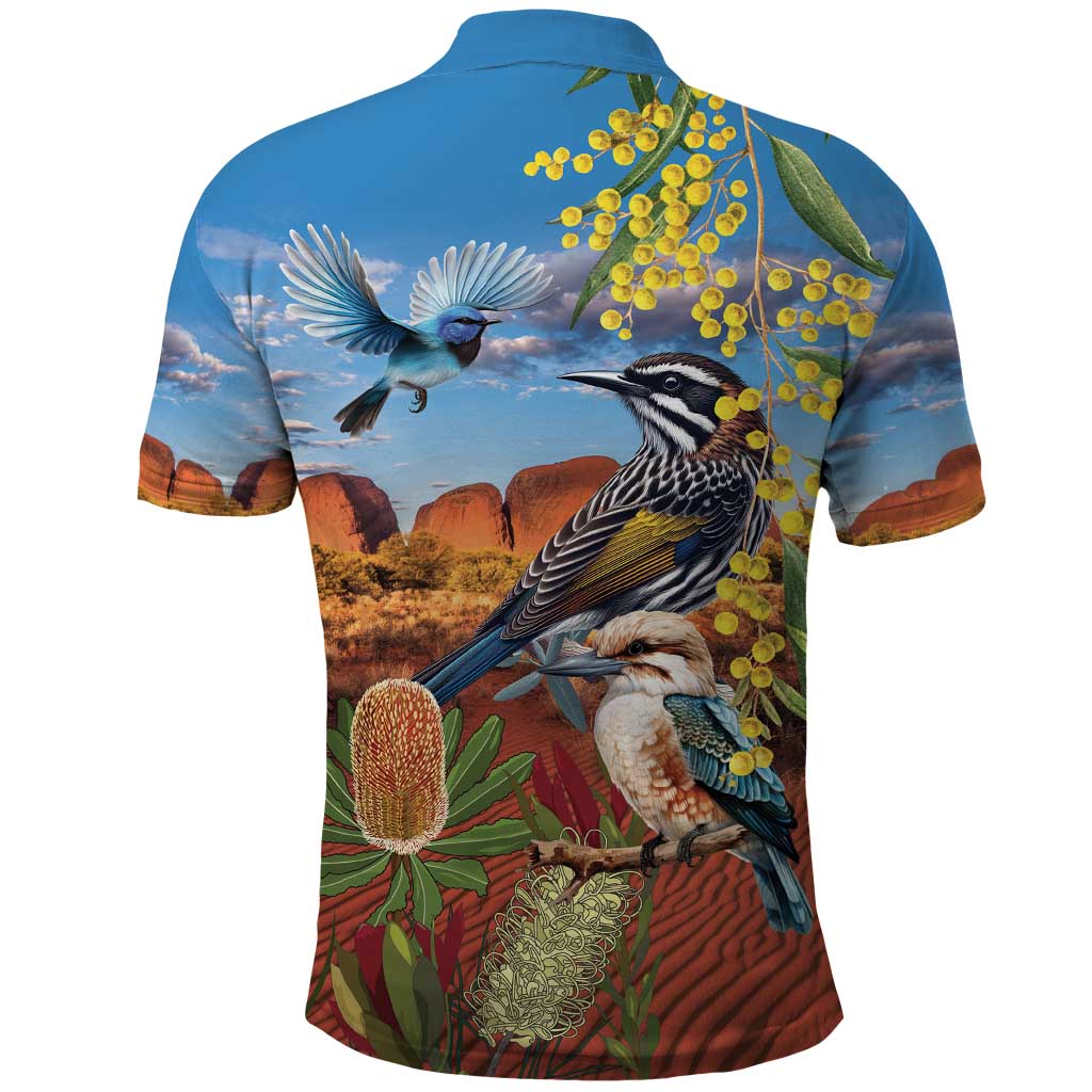 Australia Native Bird Uluru Ayers Rock Polo Shirt LT9 - Vibe Hoodie Shop