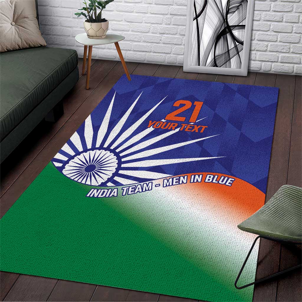 India Cricket Custom Area Rug Ashoka Chakra with Flag Style - Vibe Hoodie Shop