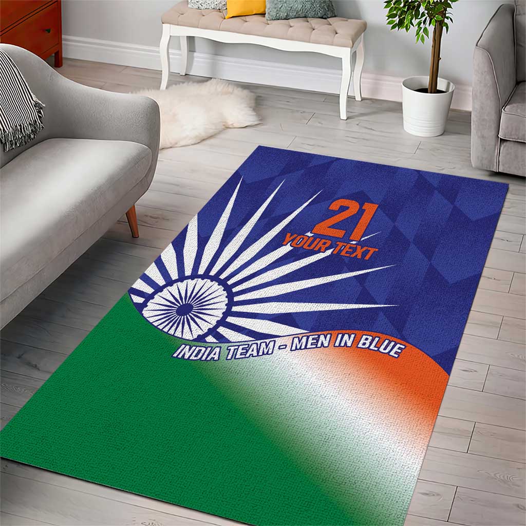 India Cricket Custom Area Rug Ashoka Chakra with Flag Style - Vibe Hoodie Shop