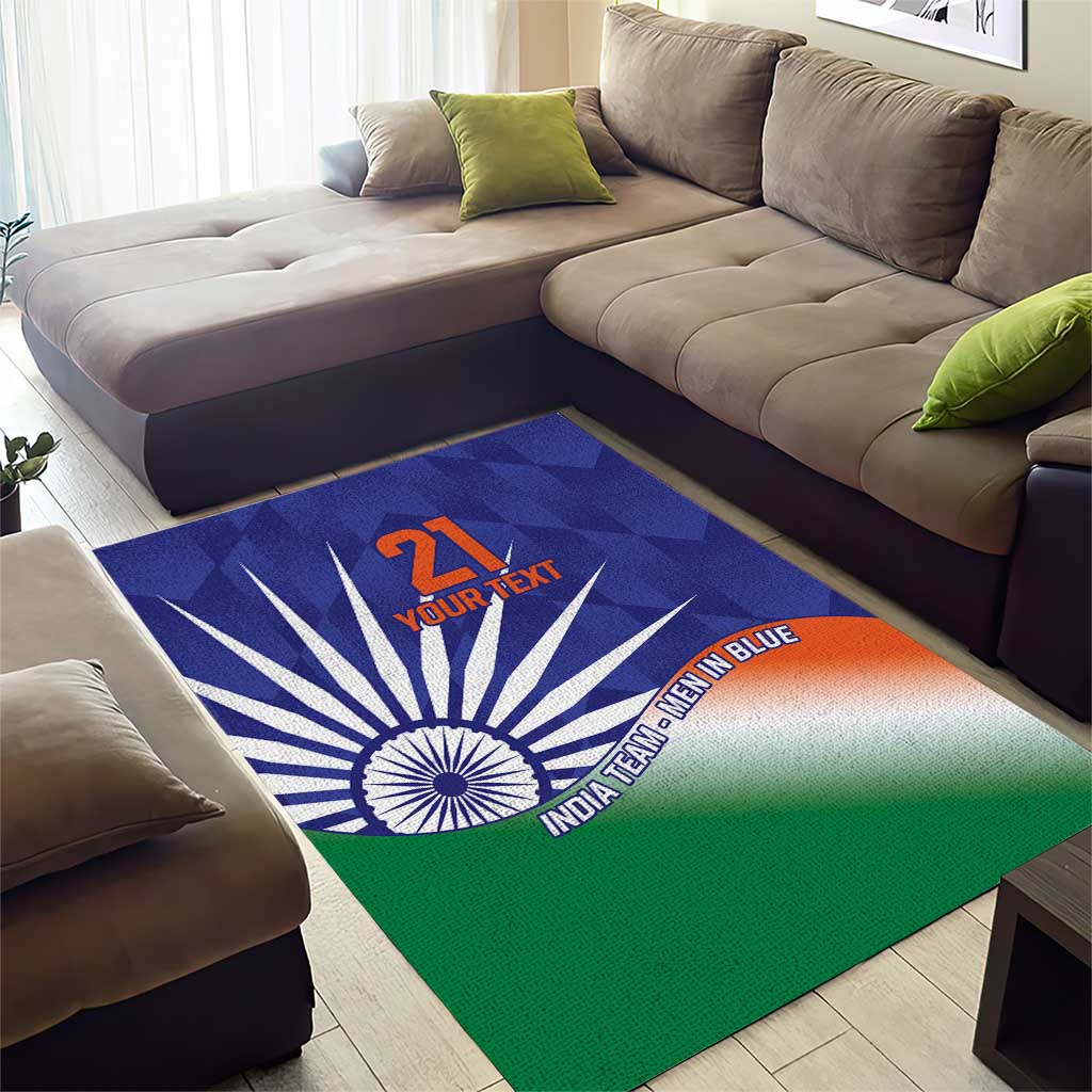 India Cricket Custom Area Rug Ashoka Chakra with Flag Style - Vibe Hoodie Shop