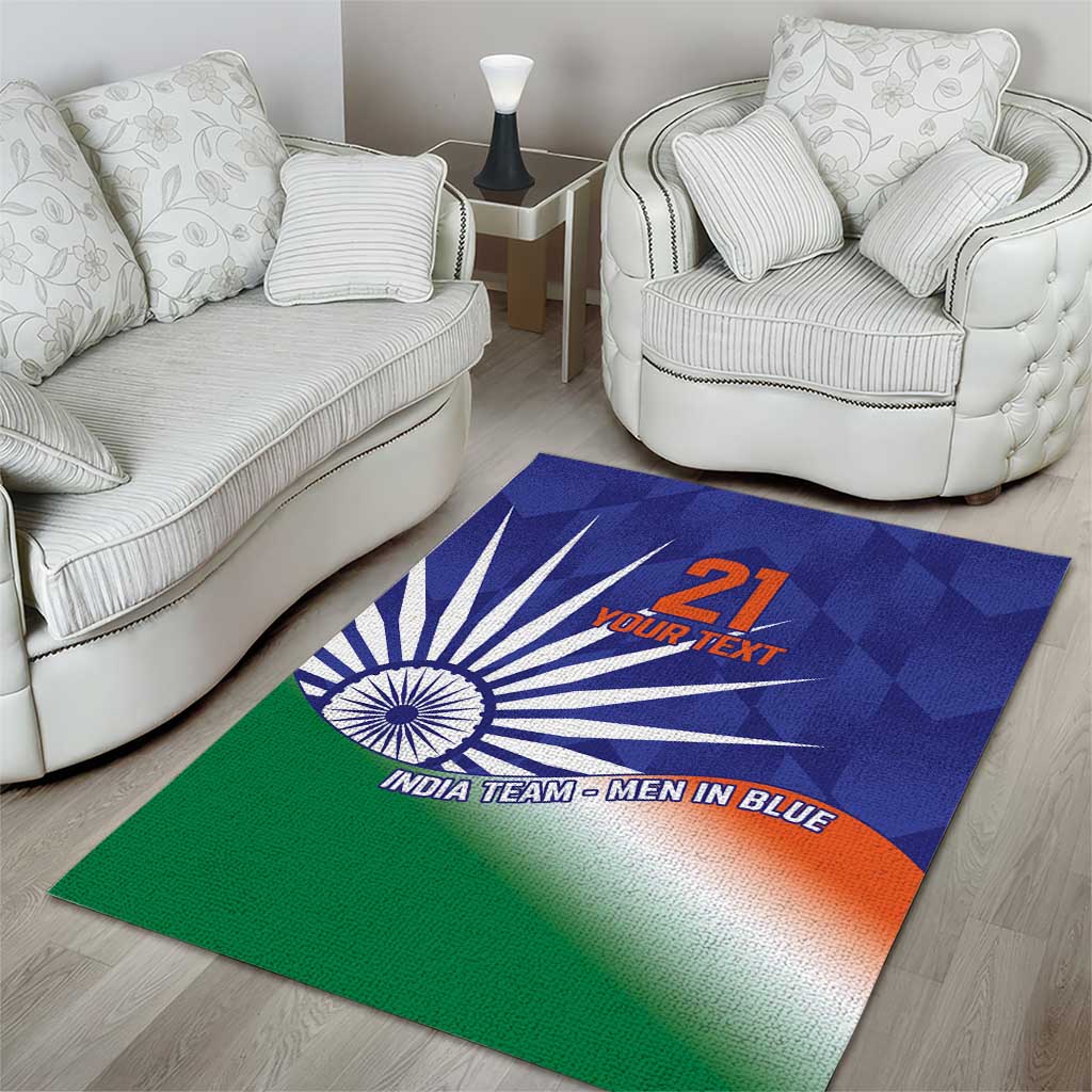 India Cricket Custom Area Rug Ashoka Chakra with Flag Style - Vibe Hoodie Shop