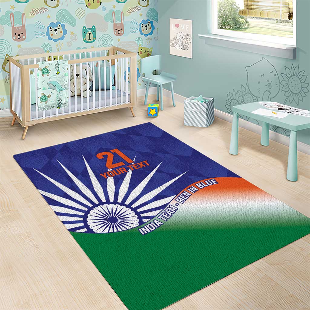 India Cricket Custom Area Rug Ashoka Chakra with Flag Style - Vibe Hoodie Shop