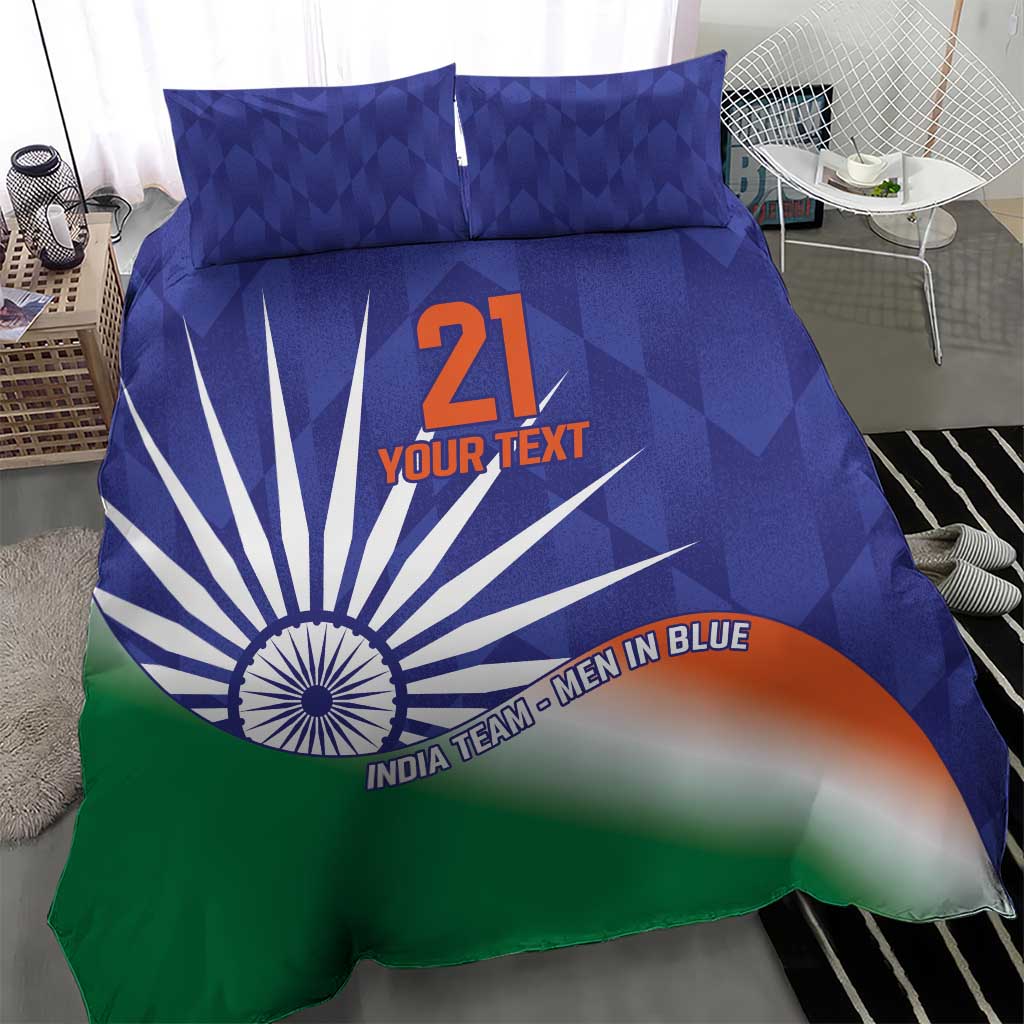 India Cricket Custom Bedding Set Ashoka Chakra with Flag Style - Vibe Hoodie Shop