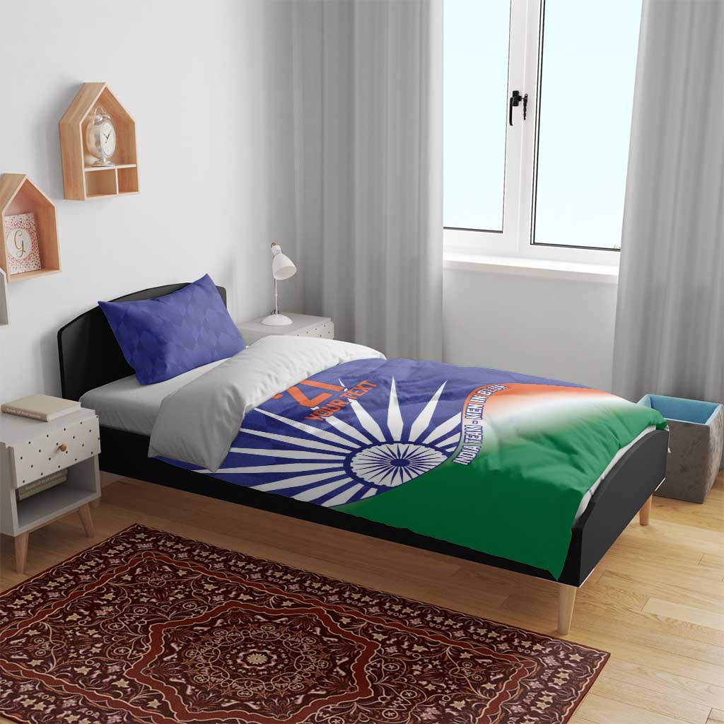 India Cricket Custom Bedding Set Ashoka Chakra with Flag Style - Vibe Hoodie Shop