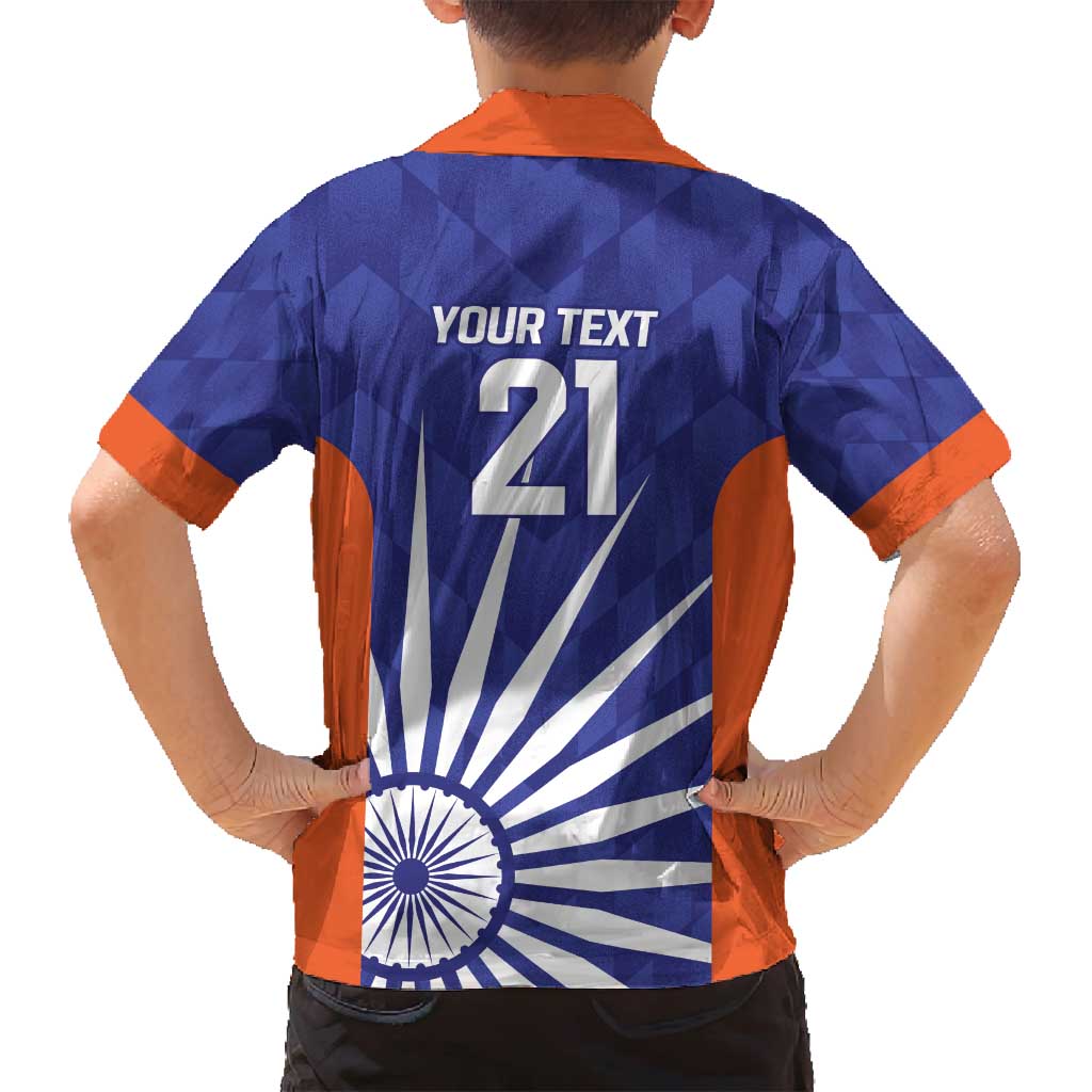 India Cricket Custom Family Matching Long Sleeve Bodycon Dress and Hawaiian Shirt Ashoka Chakra with Flag Style