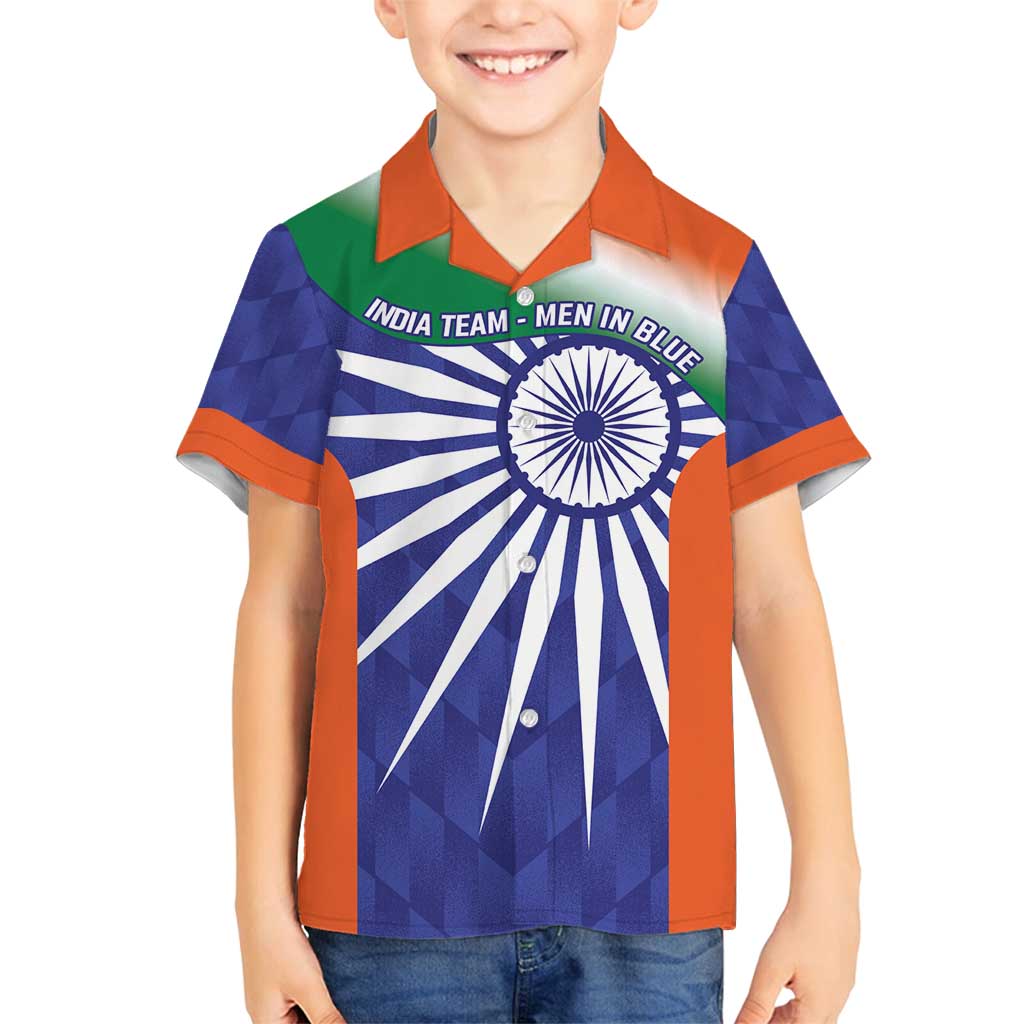 India Cricket Custom Family Matching Long Sleeve Bodycon Dress and Hawaiian Shirt Ashoka Chakra with Flag Style