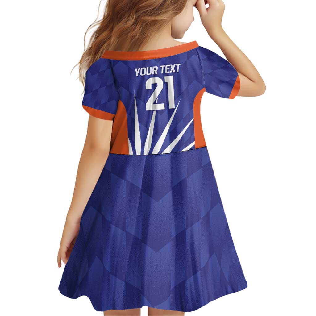 India Cricket Custom Family Matching Off Shoulder Short Dress and Hawaiian Shirt Ashoka Chakra with Flag Style