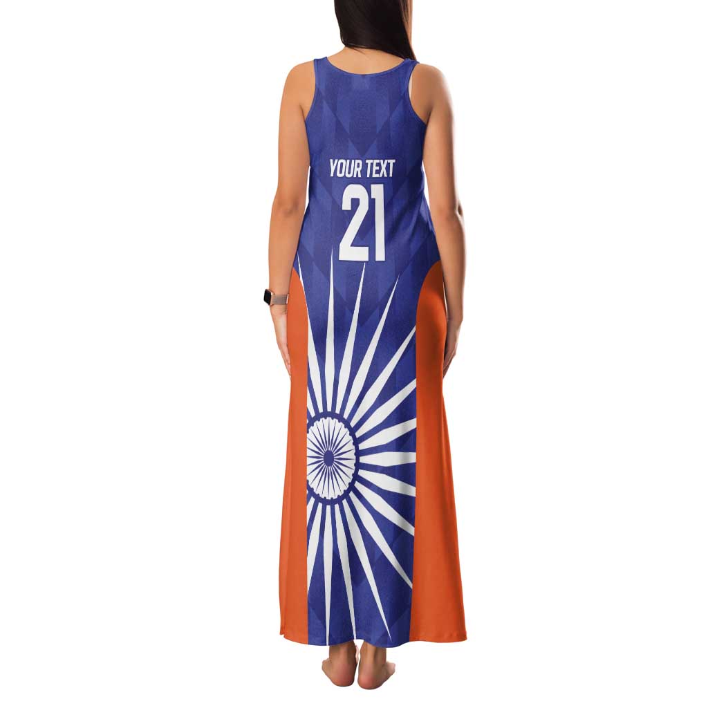 India Cricket Custom Family Matching Tank Maxi Dress and Hawaiian Shirt Ashoka Chakra with Flag Style