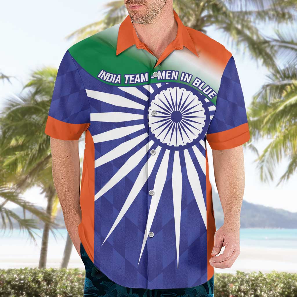 India Cricket Custom Hawaiian Shirt Ashoka Chakra with Flag Style - Vibe Hoodie Shop