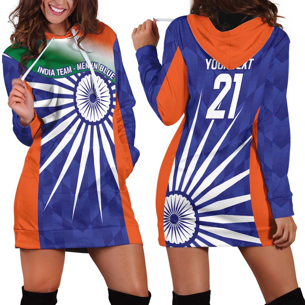 India Cricket Custom Hoodie Dress Ashoka Chakra with Flag Style - Vibe Hoodie Shop