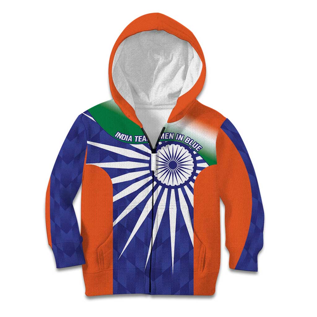 India Cricket Custom Kid Hoodie Ashoka Chakra with Flag Style - Vibe Hoodie Shop