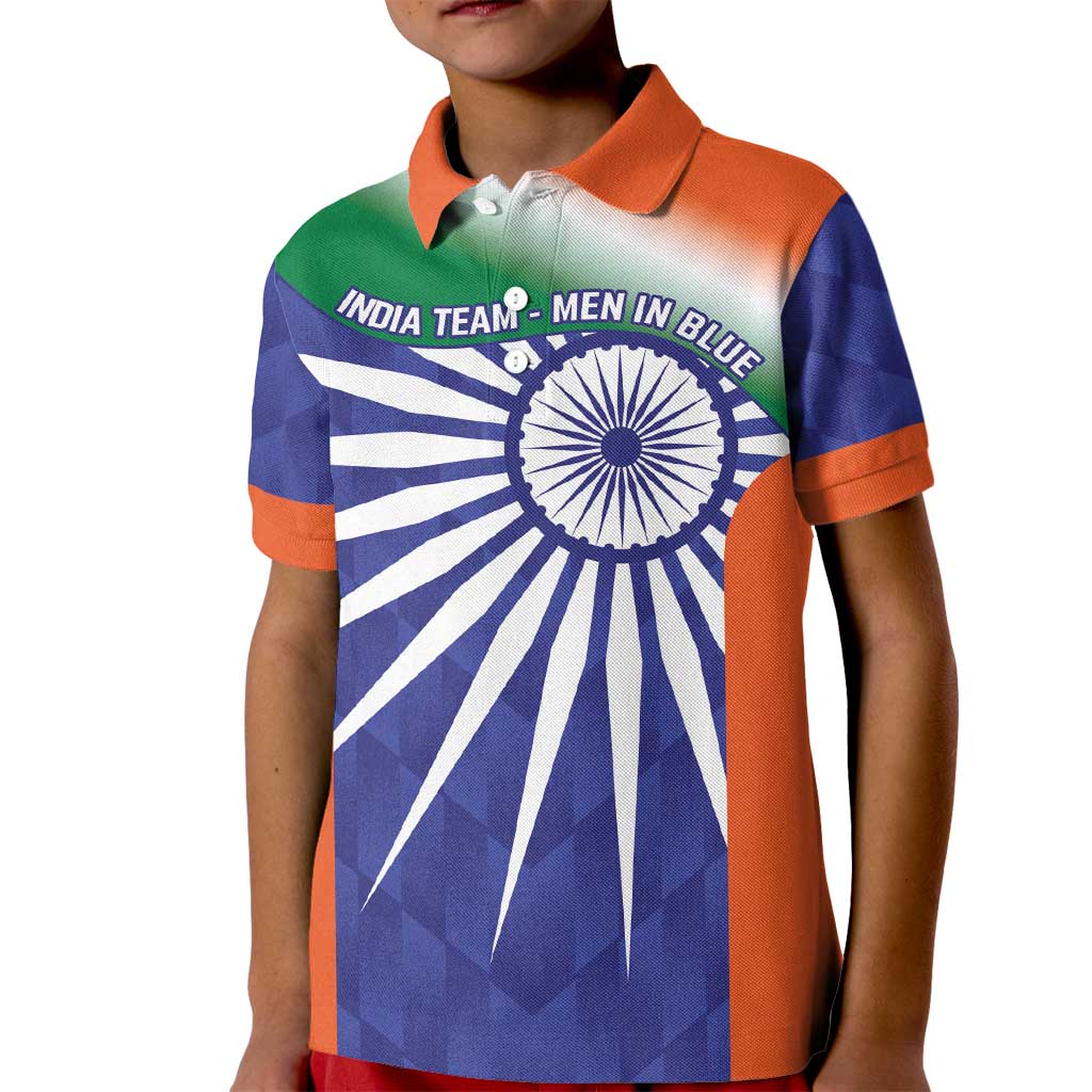 India Cricket Custom Kid Polo Shirt Ashoka Chakra with Flag Style - Vibe Hoodie Shop