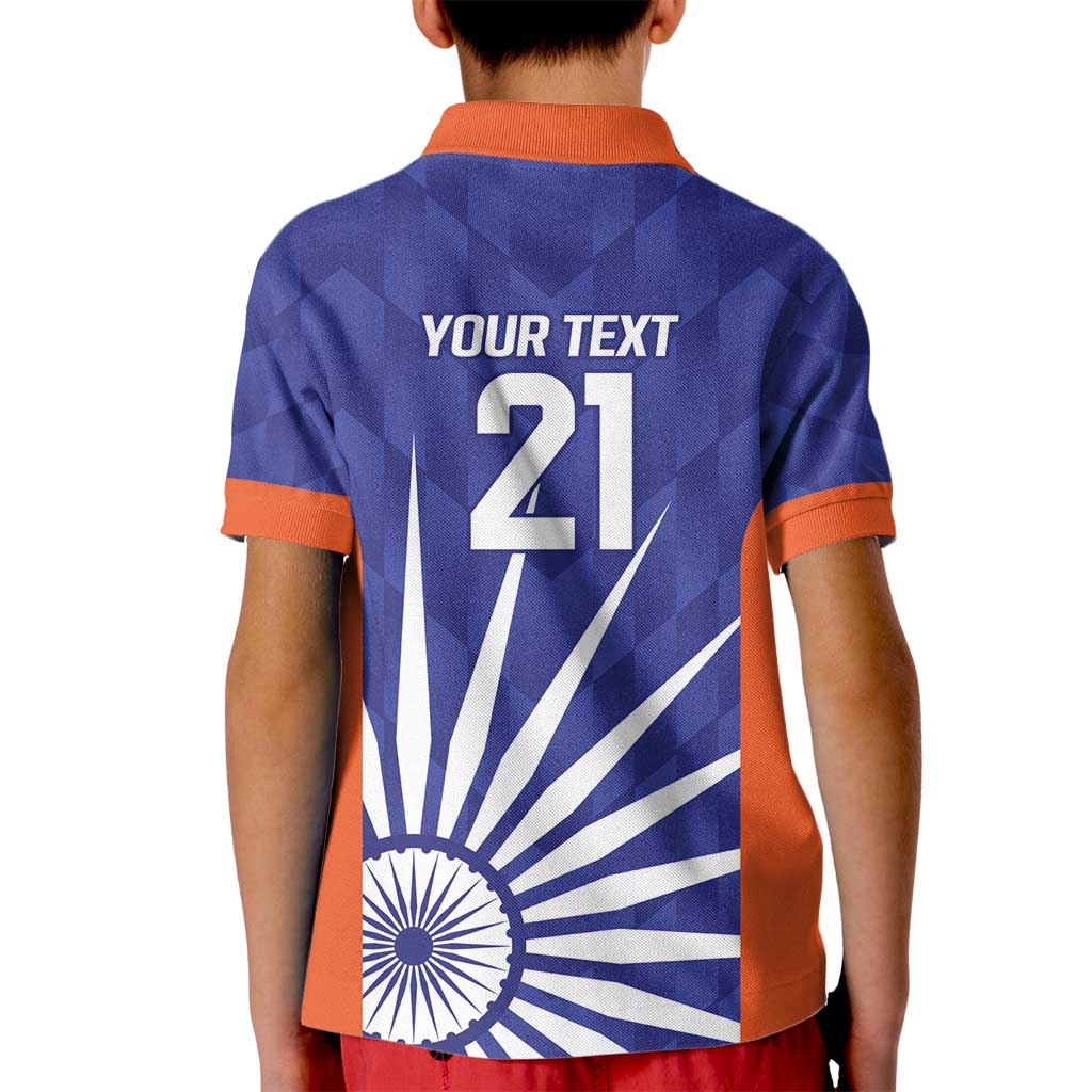 India Cricket Custom Kid Polo Shirt Ashoka Chakra with Flag Style - Vibe Hoodie Shop