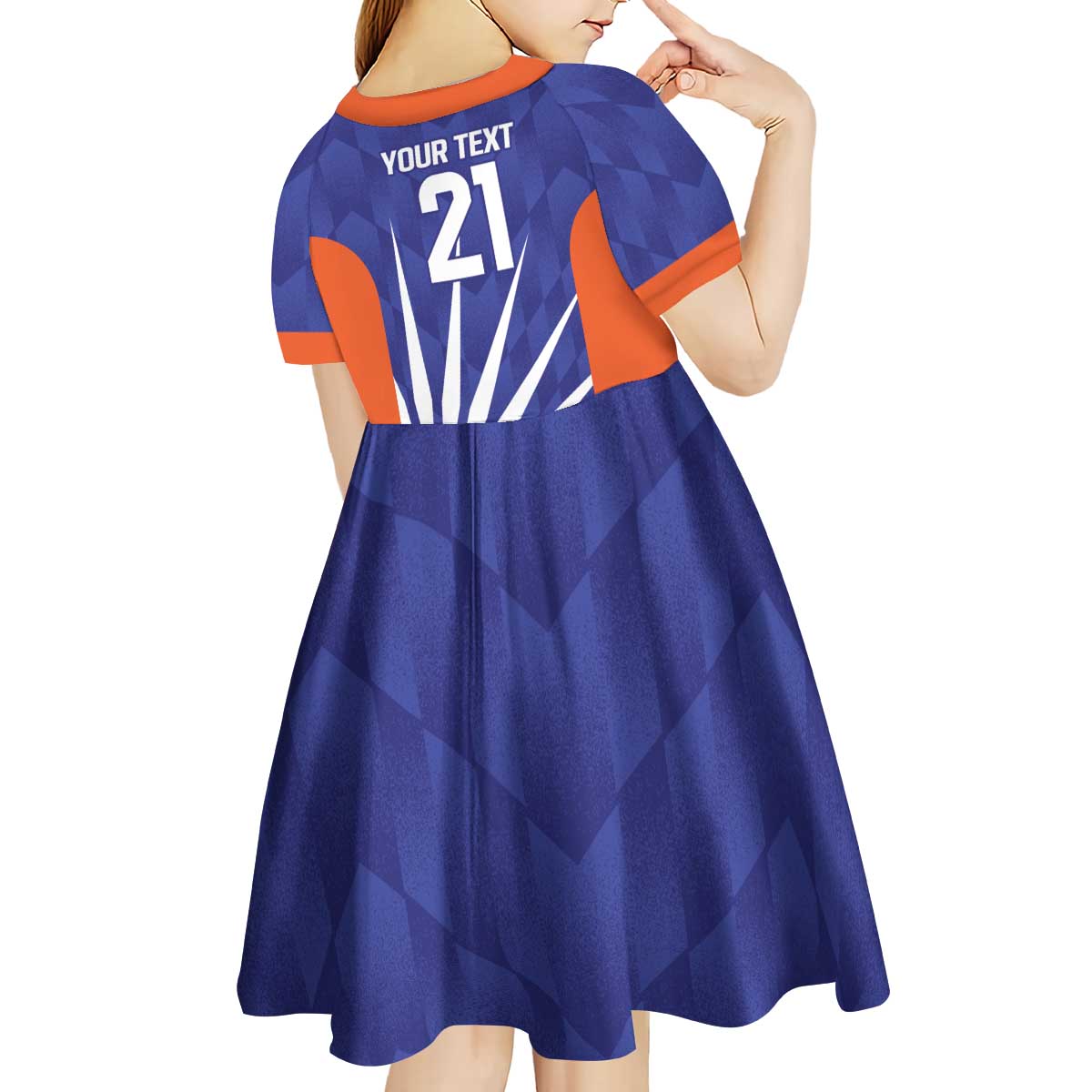 India Cricket Custom Kid Short Sleeve Dress Ashoka Chakra with Flag Style - Vibe Hoodie Shop